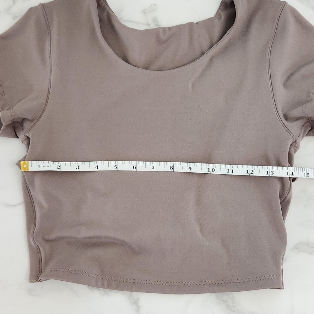Women’s Gray Short Sleeve Top Open Back  Size Large Casual Stretch Tee - Picture 8 of 10